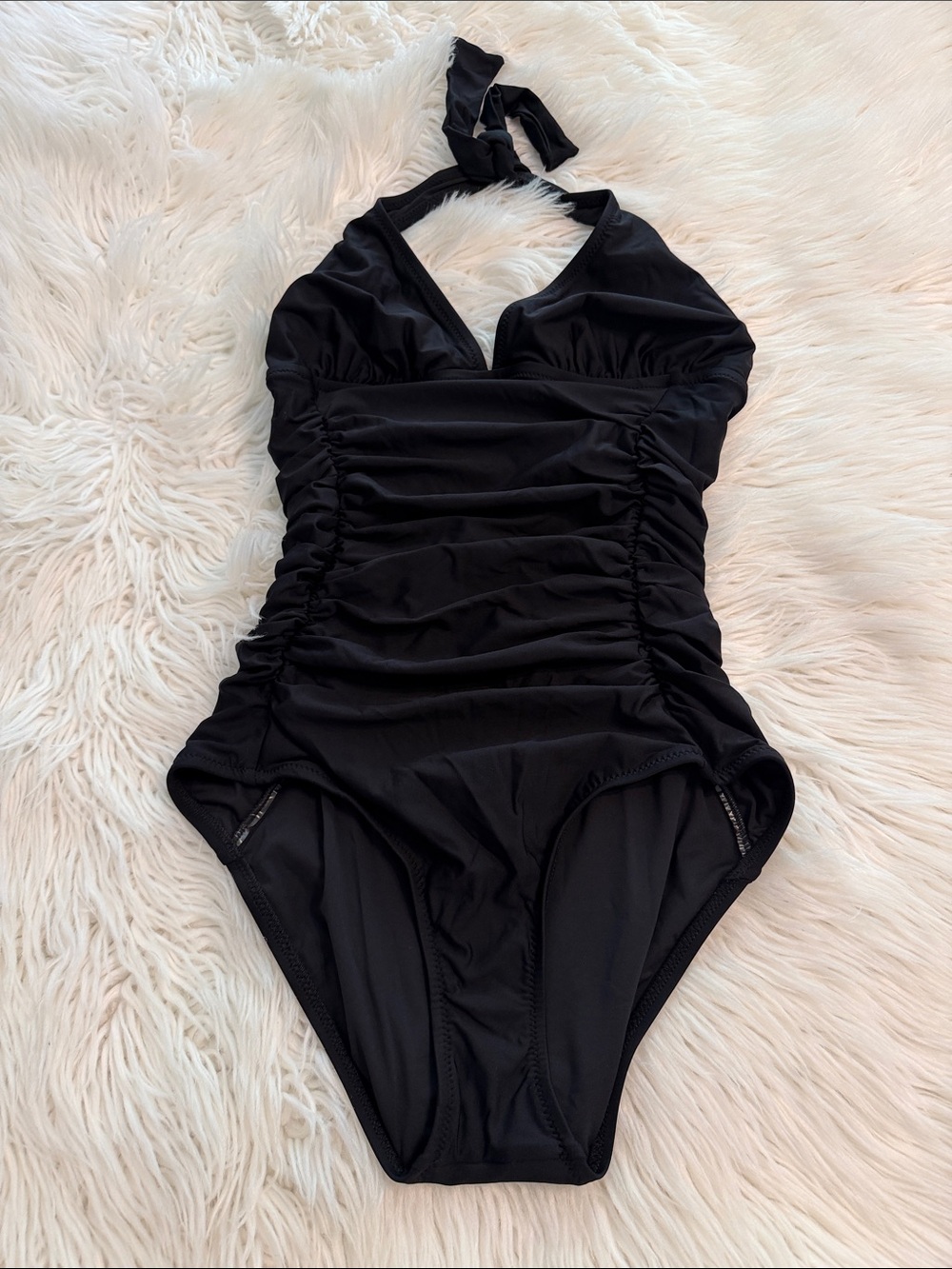 J.Crew Classic Black Ruched One-Piece Swimsuit size 6 brand new